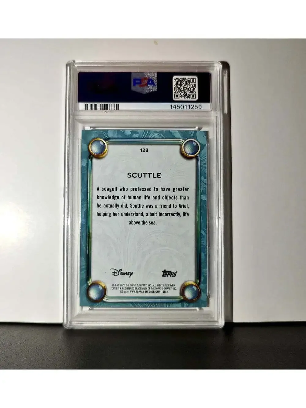 Scuttle 2025 Topps Disney Wonder #123 Diamond Card The Little Mermaid PSA 8